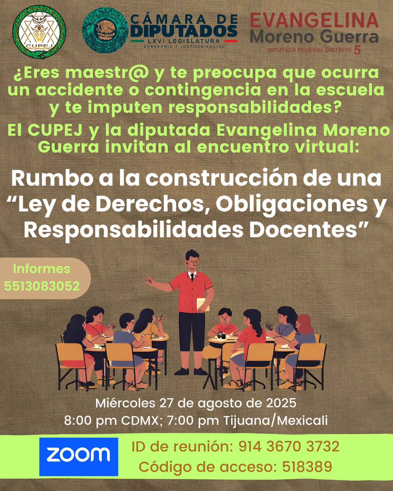 Flyer del evento: 1a. Asamblea para la construcción de la Ley de Derechos, Obligaciones y Responsabilidad Docente