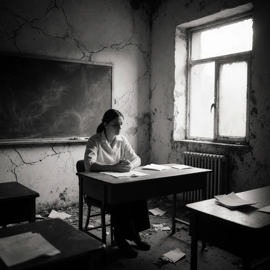 Ilustración de una maestra en su aula