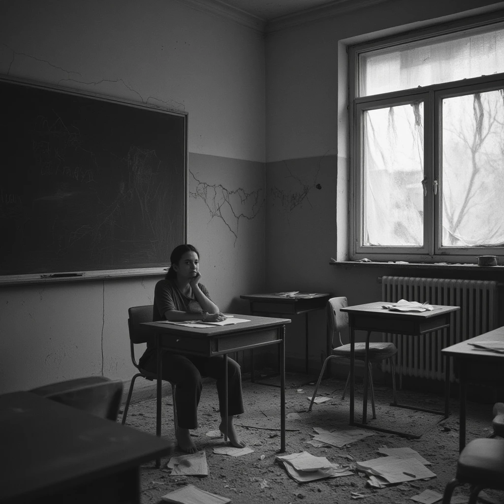 Salón de clases vacío y antiguo